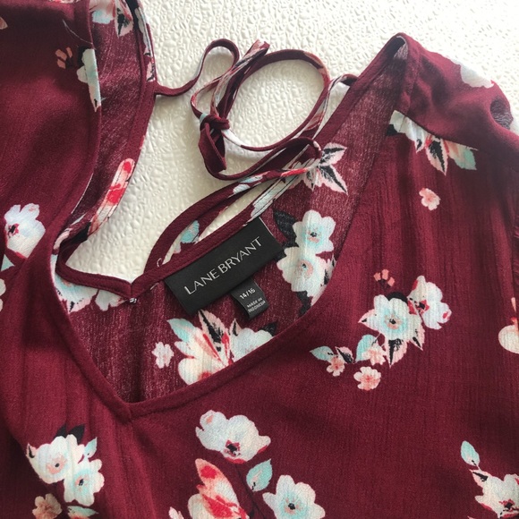 Lane Bryant Floral Back Tie 3/4 Sleeve Top - Picture 3 of 7